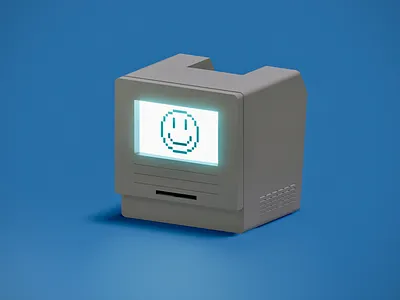 Happy Computer 3d blender computer happy face retro