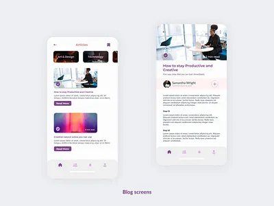 Blog Screen for Art & Design Online Classes App. 10ddc design mobile app design mobile ui ui uidesig uidesign uiux uiuxdesign ux
