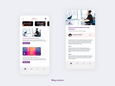 Blog Screen for Art & Design Online Classes App. 10ddc design mobile app design mobile ui ui uidesig uidesign uiux uiuxdesign ux