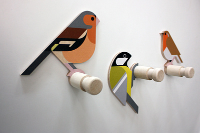 Finch, Great Tit and Robin wall hooks beech birch birds geometric geometrical koolmees robin roodborst vector vink vogels wall walldecor wallhook wallhooks wood woodworking