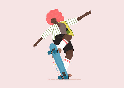 Trendy woman skateboarding character color colorful girl illustration procreate skate skateboard strong women woman woman illustration