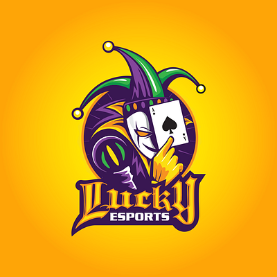 Lucky esports logo ace card clown design emblem esport esportlogo illustration insignia jester joker logo luck lucky poker poker face vector