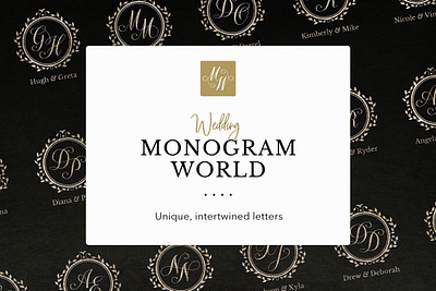 The Monogram World calligraphy editable elegant floral frame get married gold handcrafted handmade initials leaves logo marry monogram script traditional typography vector wedding wedding monogram