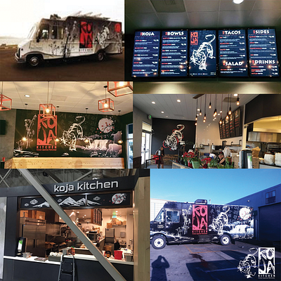 Koja Kitchen California animal asian branding brush design designs food food and drink foodtruck illustration japanese korean logo menu restaurant tiger vector