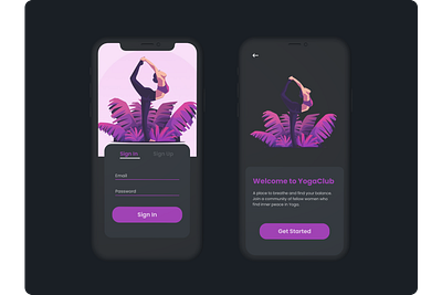 YogaClub App app design illustration typography ui