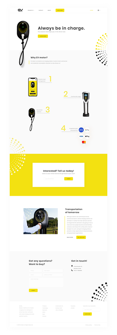 EV meter adobe xd design flat footer design footer menu homepage minimal ui web website