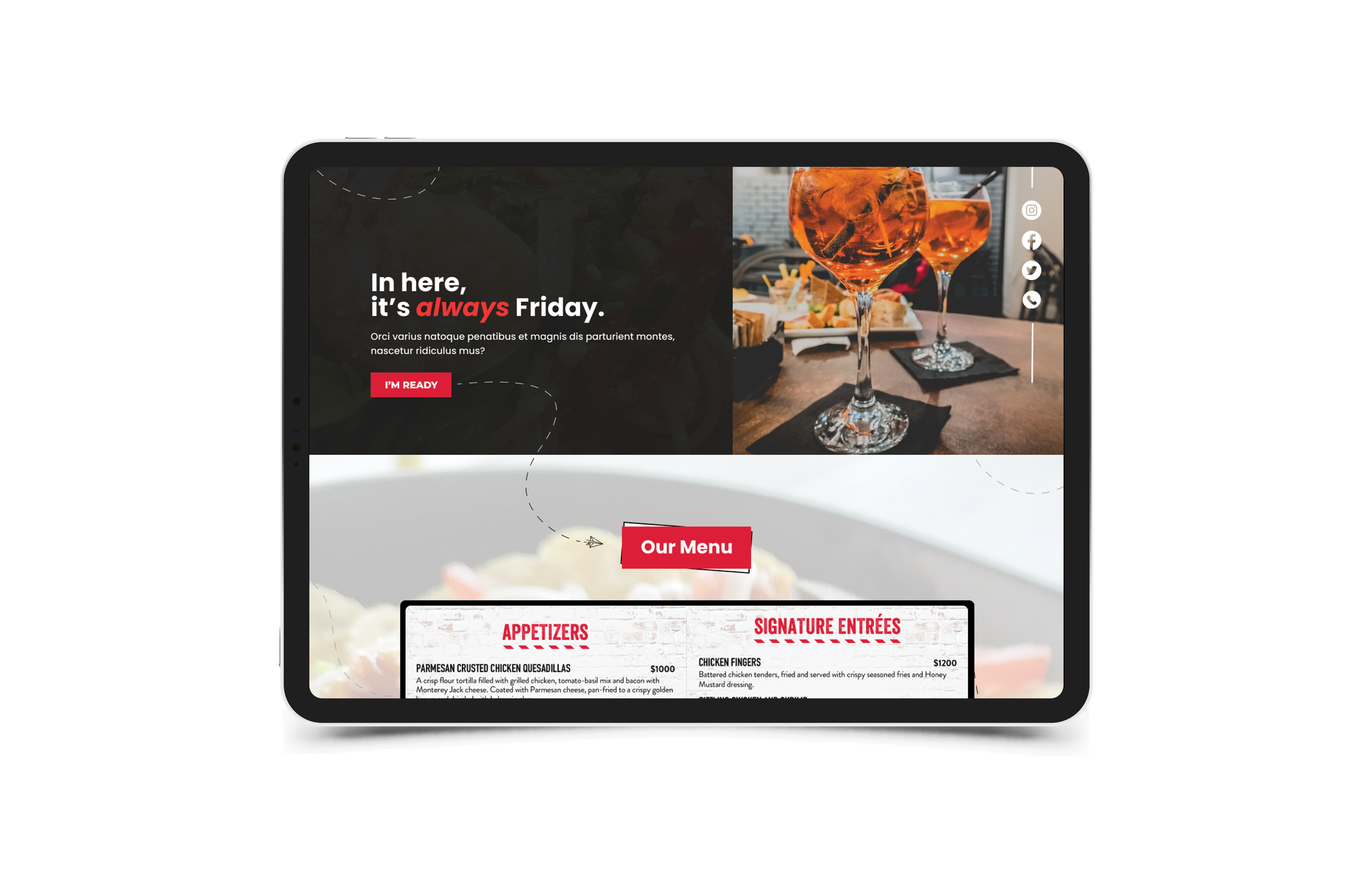 Example of Jamaica's TGI Friday's Website Mockup