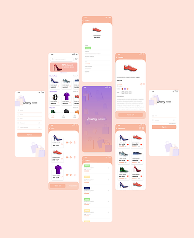 Shopping mania mobile ui design app design illustration interaction design party ui ui design uidesign ux vector