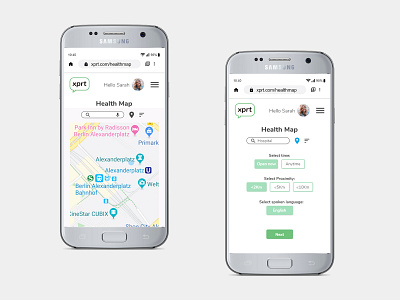 XPRT's Health Map screens health app healthcare map map ui maps mobile mobile app mobile app design mobile design product design ui ui design user experience user interface ux ux design