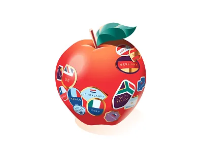 Which? Magazine – Where is your apple from? 🇬🇧 apple countries food global grocery infographic stickers supermarket supply chain vector