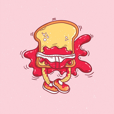 sandwich breakfast character design flat icon illustraion illustration jam sanwich sticker strawberry vector