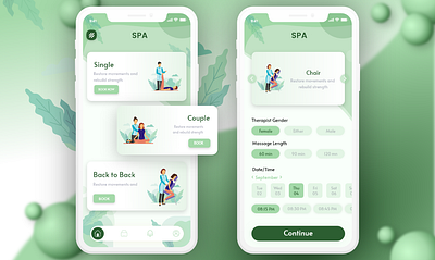 Spa app app design flat icon layout mobile app mockup typography ui ux