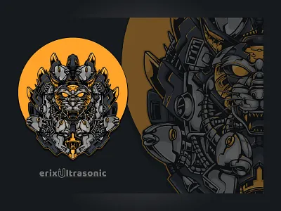 Cat fish cyborg style animal cat character concept cyborg design fish futuristic head illustration mechanic robot technology