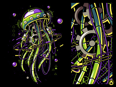 Machine Jellyfish apparel illustration jellyfish machine mecha robot sea shirt t shirt t shirtdesign tee tshirt undersea vector vectorart