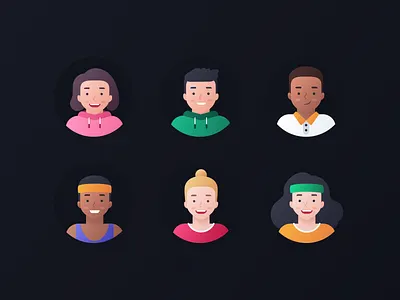 Arete Avatars avatars characters colorful design diversity expression head icon set illustrations man people portrait product profile team vector web website woman