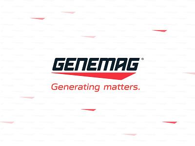 GENEMAG Logo & Visual Identity Design art direction branding clean generator grey logo logo design logo designer motion red slanted typography visual identity