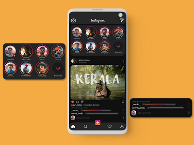 Instagram Redesign : Voice Comments adobe illustrator adobe photoshop adobe xd adobexd app design dark mode dark ui design figma instagram instagram template interface redesign redesign concept ui ui ux ui design uidesign uiux ux