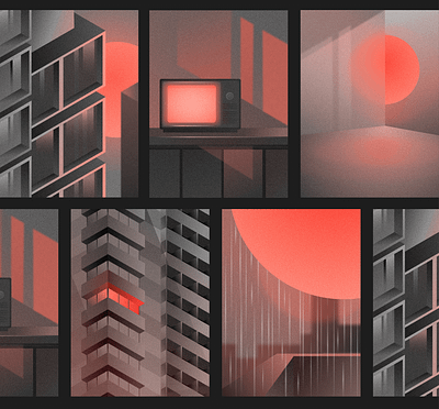 The Apocalypse | Illustrations affinity designer apocalyptic architecture city design gradient graphic graphic design illustration isometric isometric design lights neon night post apocalyptic poster retrowave sun synthwave vector