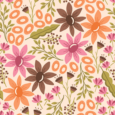 Happiness fabric fabric design floral design floral pattern flowers print design repeating pattern seamless pattern surface pattern surface pattern design textile pattern textile print