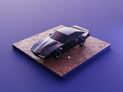 Knight Rider 3d blender car diorama illustration isometric kitt knight rider pontiac render