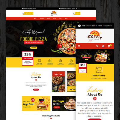 Cheesy Pizza & Fast Foods – eCommerce Responsive Theme burgur ecommerce food opencart pizza prestashop responsive shopify templatetrip woocommerce wordpress