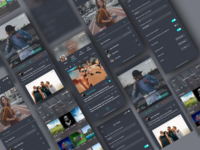 Social Media UI design Concept america app app design app designer dark mode dark ui dribbble gallery homepage new post news feed profile settings social media ui uidesign uiux user interface design ux web