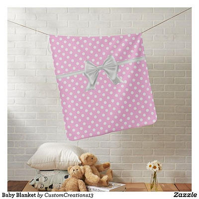 Pink baby blanket babies baby baby shower blanket girl nursery pink polkadots pretty zazzle