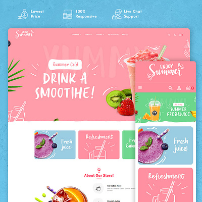 Summer Food & Drink Shakes – eCommerce Responsive Theme ecommerce fresh froots ice cream juices minimal modern opencart parlor prestashop responsive shakes shopify summer summer cold template templatetrip theme woocommerce wordpress