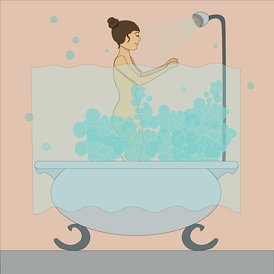 in the shower girl illustration shower vector