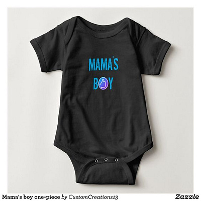 Mama's Boy One Piece babies baby black blue bodysuit boy boys mama mamas mamasboy onepiece zazzle