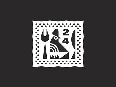 Chicken Sticker badge bird branding chicken design fork icon knife logo restaurant