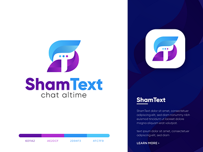 shamtext-logo design | modern chat app icon (unused) agency app logo best logo best logo design best logo designer brand identity branding chat app chat bubble chat logo chatbox creative logo gradient graphicbooss massage logo modern logo s letter logo st letter logo t letter logo talk logo