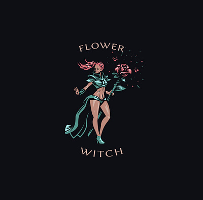 Flower witch design fairy flower logo witch woman