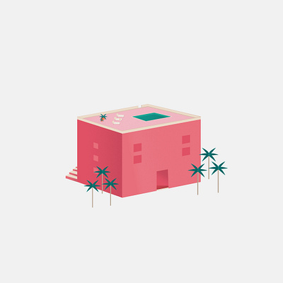 La vie en rose - Isometric house illustration 3d 3d illustration house house illustration illustration isometric isometric illustration miami beach palm trees pink vector