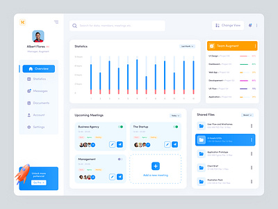 Hilly Team Management Dashboard agency branding business dashboad design file manager file sharing management management system meeting meeting app notification statistics stats task task management task manager team ui