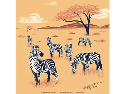 Zebras africa animal art digital art digital illustration huely huely challenge huely2020 illustration limited colour palette limited colours savanna zebra zebras