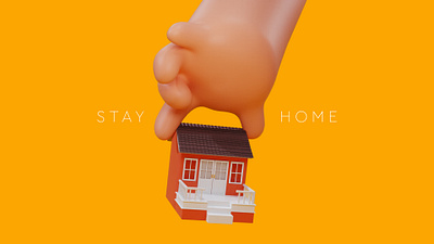 Stay Home 3d covid hand home house safe