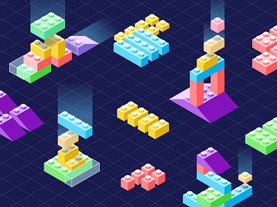 Building blocks design system illustration isometric design lego vector