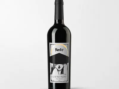 Yuriko Red Blend abstract art branding design graphic art graphic artist graphic design identity illustration label label design logo minimal packaging wine wine bottle wine label winery