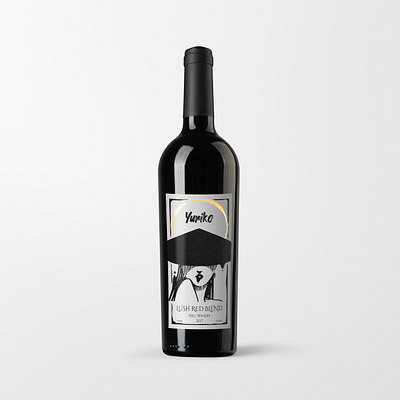 Yuriko Red Blend abstract art branding design graphic art graphic artist graphic design identity illustration label label design logo minimal packaging wine wine bottle wine label winery
