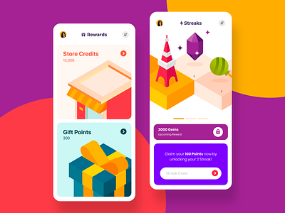 Rewards design illustration illustrations mobile rewards ui user experience user interface ux vector