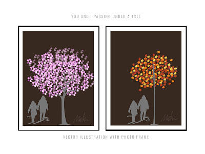 You and I walking under a tree artist illustration sprayer symbol tool under a tree walking