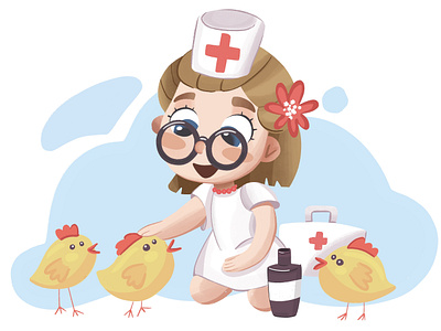 Little doctor book children dribbble girl illustration procreate