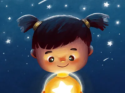 Magic star book children childrens book childrens illustration dribbble girl illustration procreate