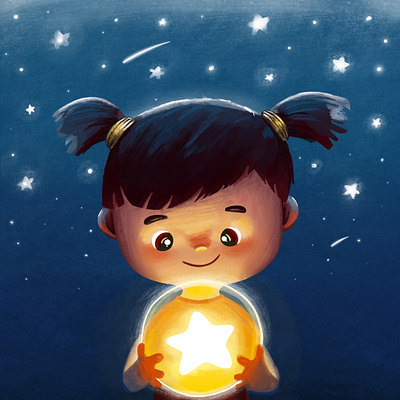 Magic star book children childrens book childrens illustration dribbble girl illustration procreate