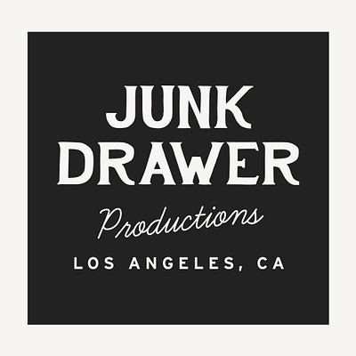 junk drawer productions brand brand and identity brand identity branding font illustrator lettering logo logo design minimal script sketch typography vintage