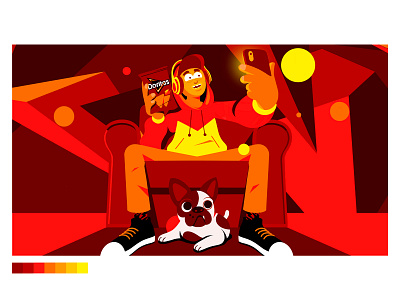 Doritos Styleframe artdirection bulldog character couch dog home snacks