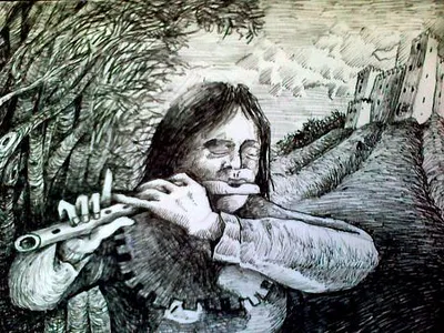 Medieval Flutist illustration