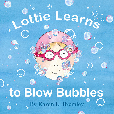 lottie Learns Front Cover bubbles children childrens book childrens book illustration childrens illustration front cover goggles illustration pink splash swimming water watercolor watercolours