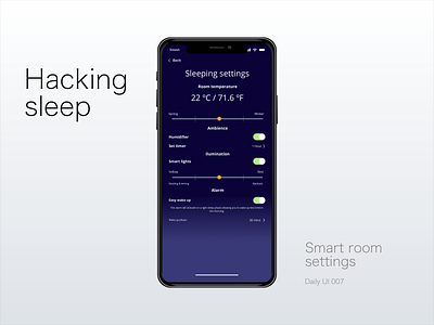 Take care of your sleep app design biohacking dailyui design dream iphonex minimalism ui ux